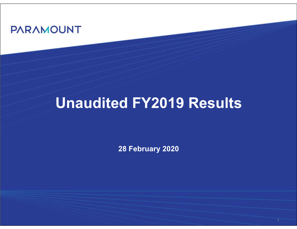 Unaudited FY2019 Results