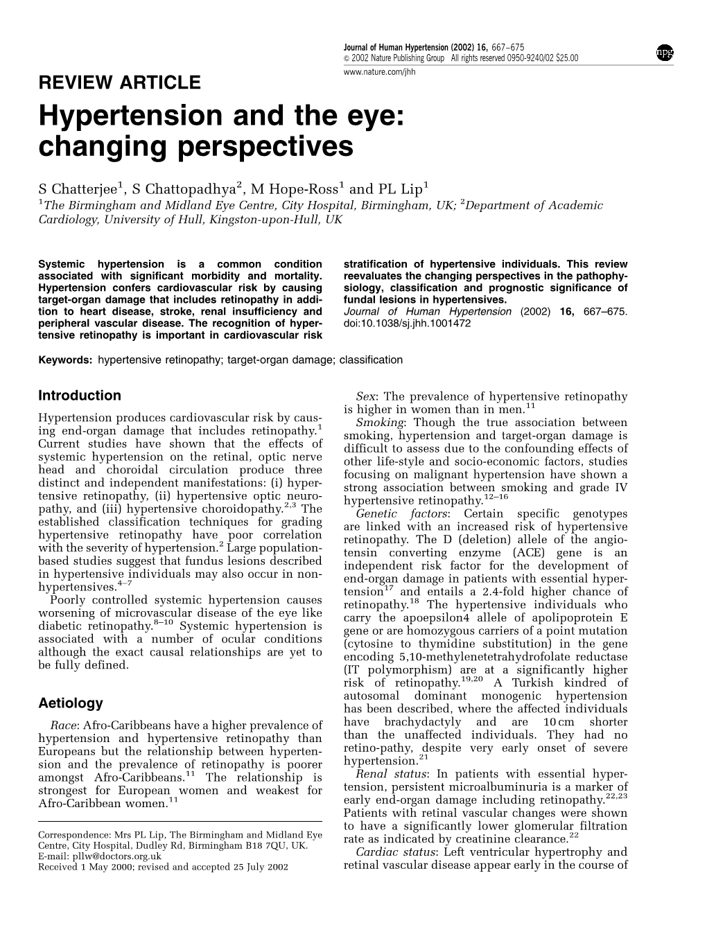 Hypertension and the Eye: Changing Perspectives