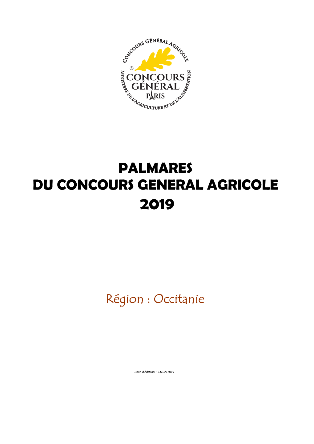 Palmarès Du Concours Général Agricole