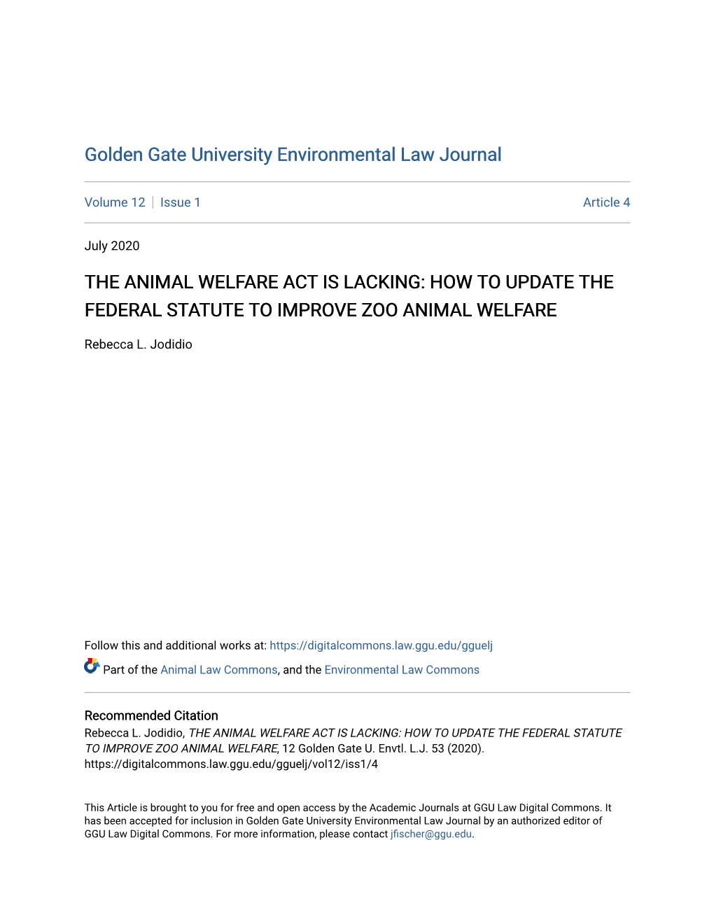 Golden Gate University Environmental Law Journal