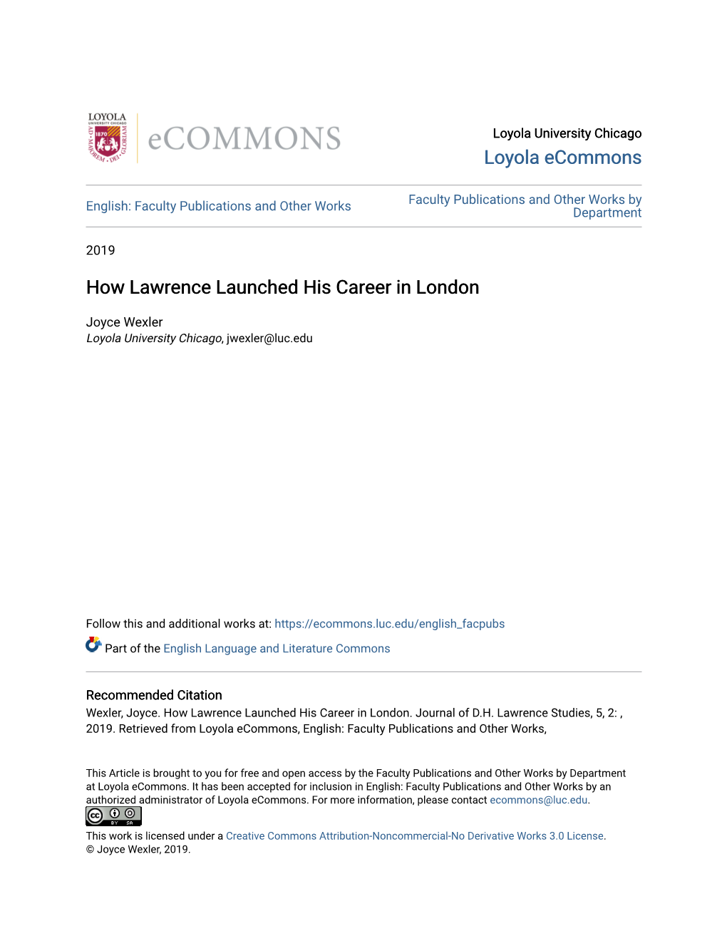 How Lawrence Launched His Career in London