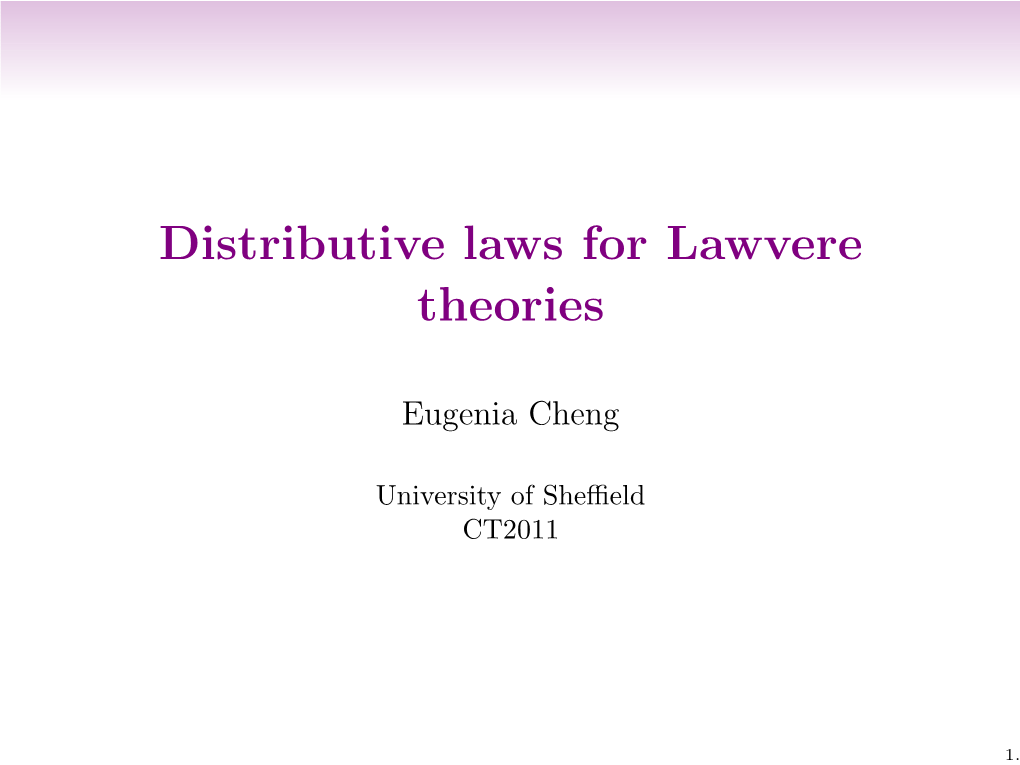 Distributive Laws for Lawvere Theories