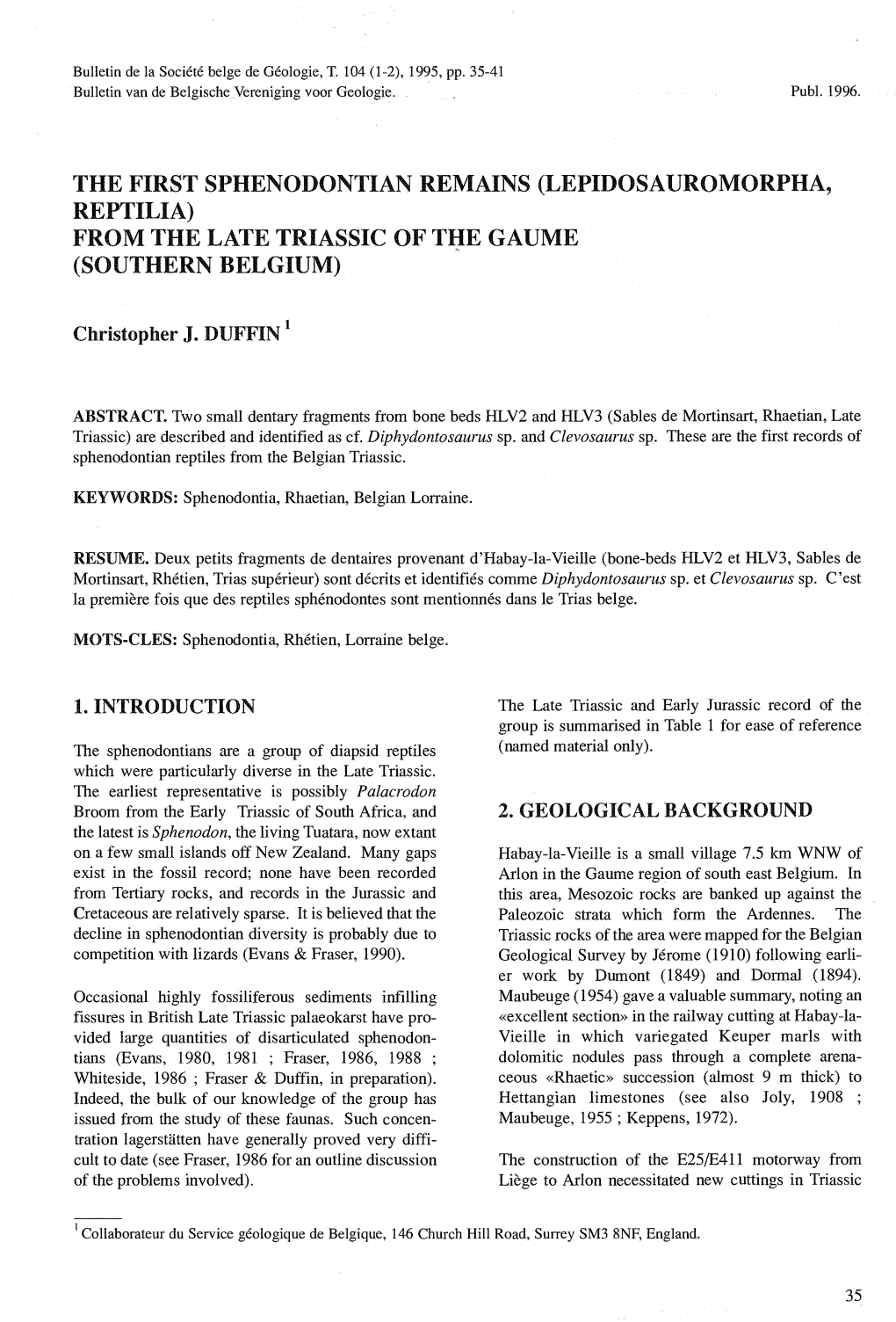 Lepidosauromorpha, Reptilia) from the Late Triassic of the Gaume (Southern Belgium