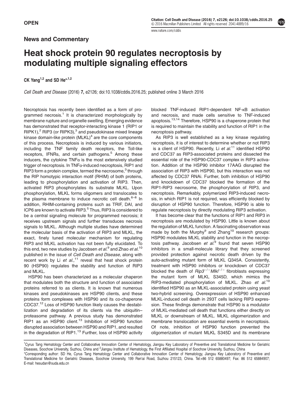 Heat Shock Protein 90 Regulates Necroptosis by Modulating Multiple Signaling Effectors