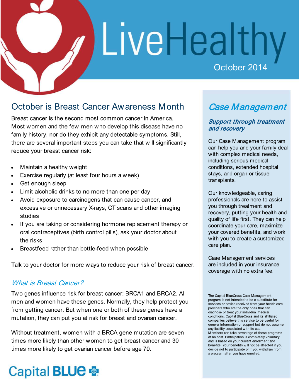 Breast Cancer Awareness Month Case Management Breast Cancer Is the Second Most Common Cancer in America