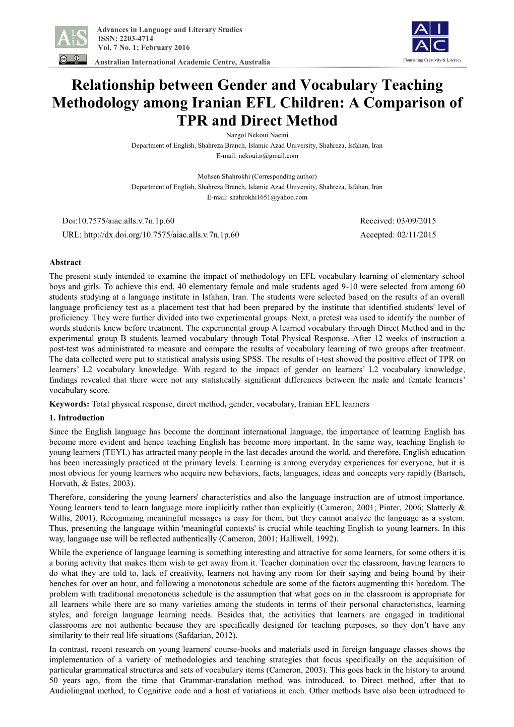 A Comparison of TPR and Direct Method