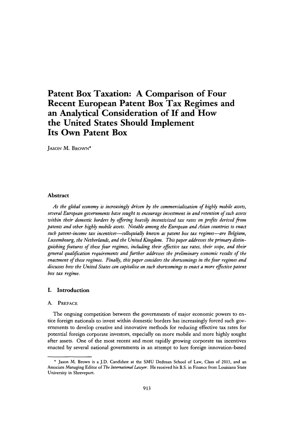 Patent Box Taxation