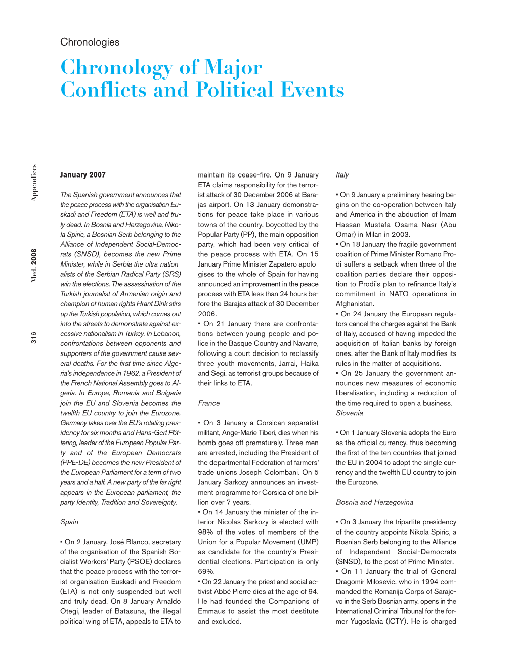 Chronology of Major Conflicts and Political Events