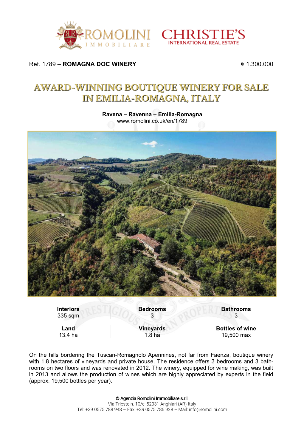 Romagna Doc Winery € 1.300.000