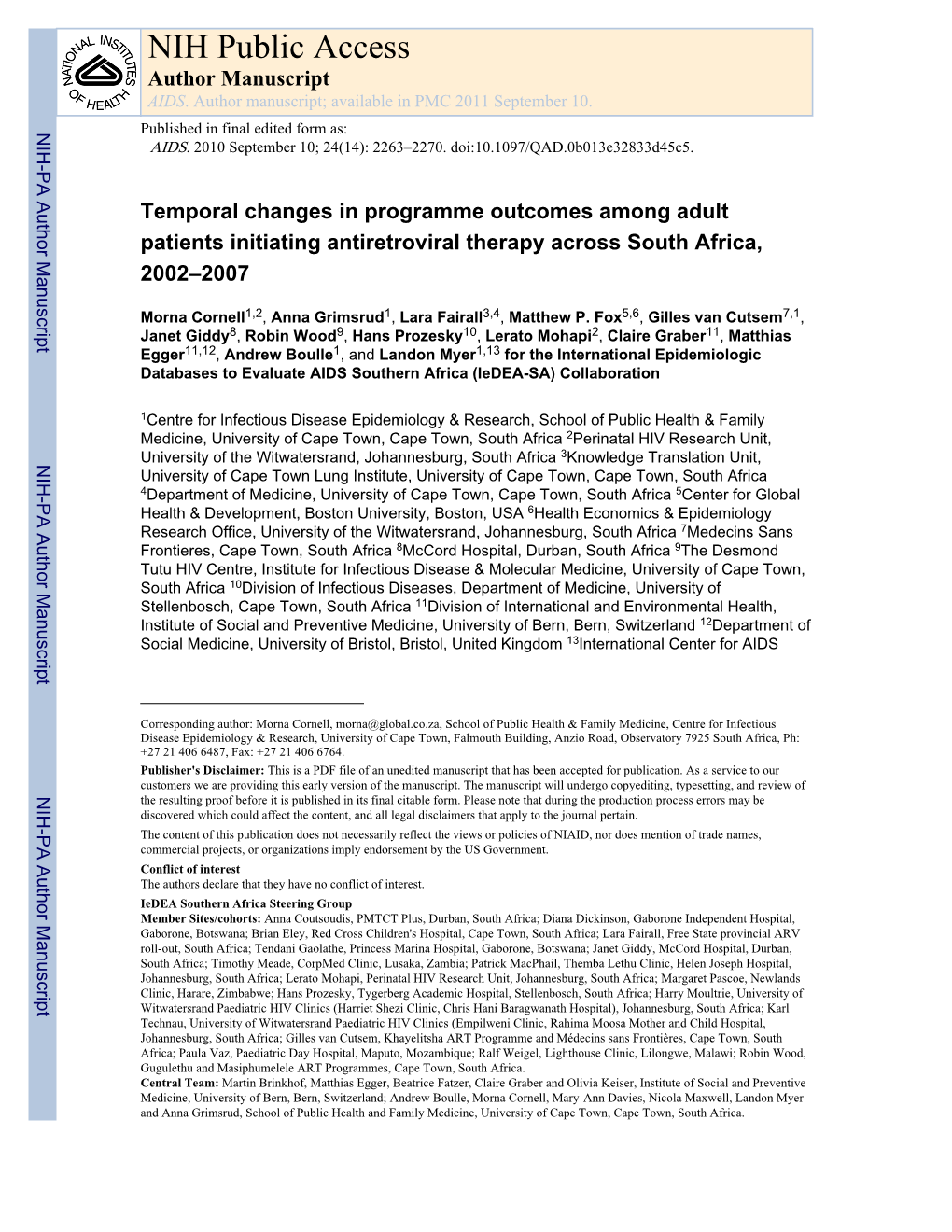 Temporal Changes in Programme