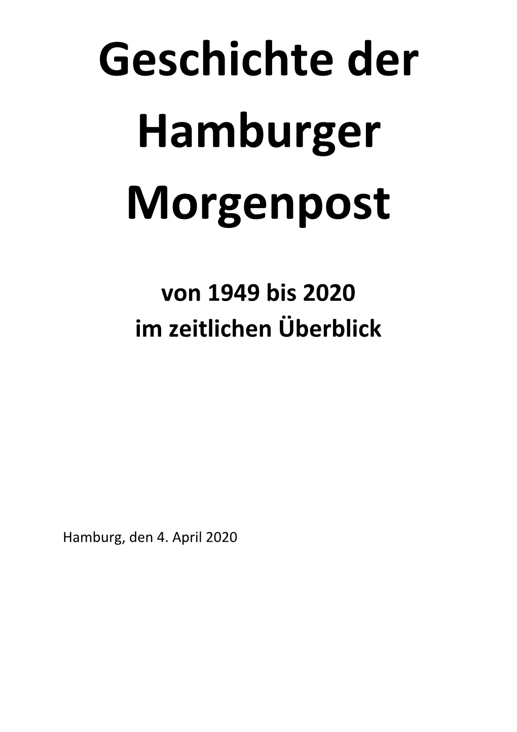 Geschichte Der Hamburger Morgenpost