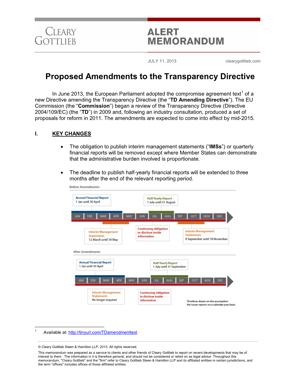 Proposed Amendments to the Transparency Directive