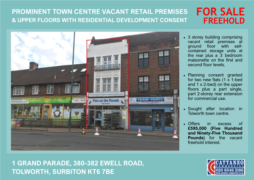 Prominent Town Centre Vacant Retail Premises for Sale & Upper Floors with Residential Development Consent Freehold