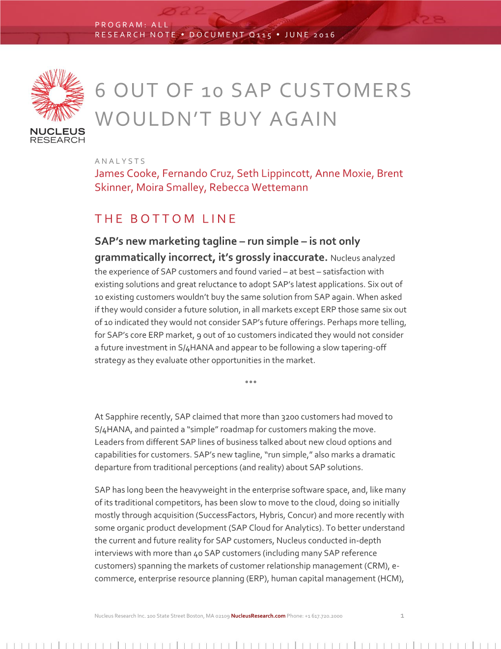 6 out of 10 Sap Customers Wouldn't Buy Again