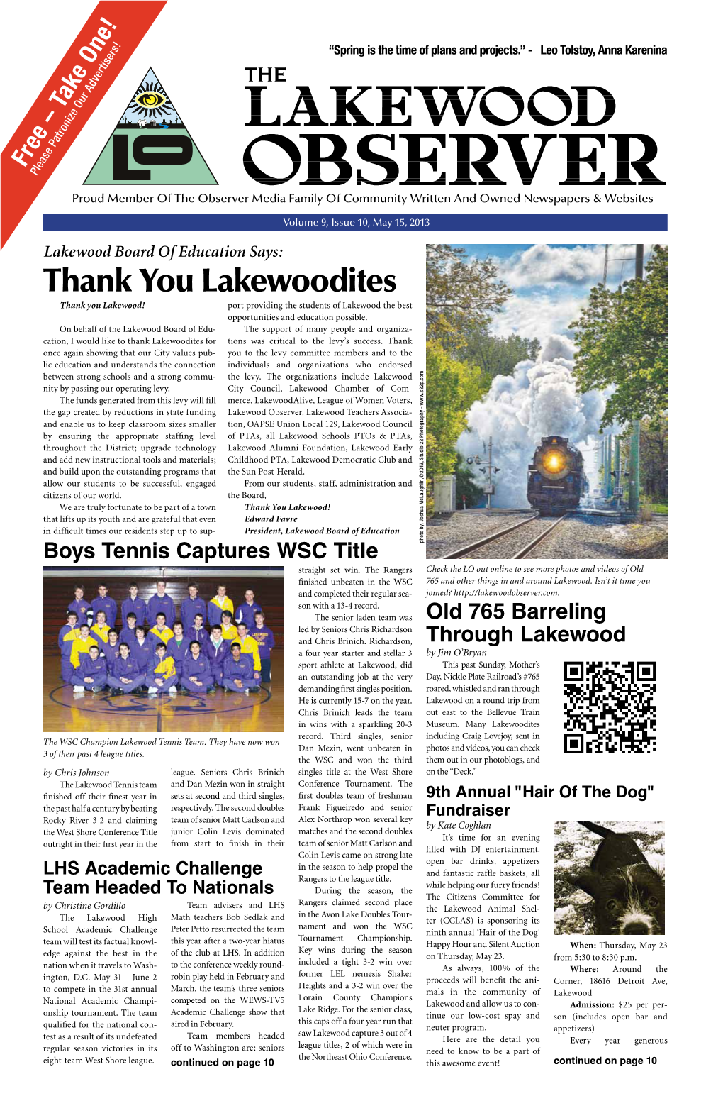 Thank You Lakewoodites Thank You Lakewood! Port Providing the Students of Lakewood the Best Opportunities and Education Possible