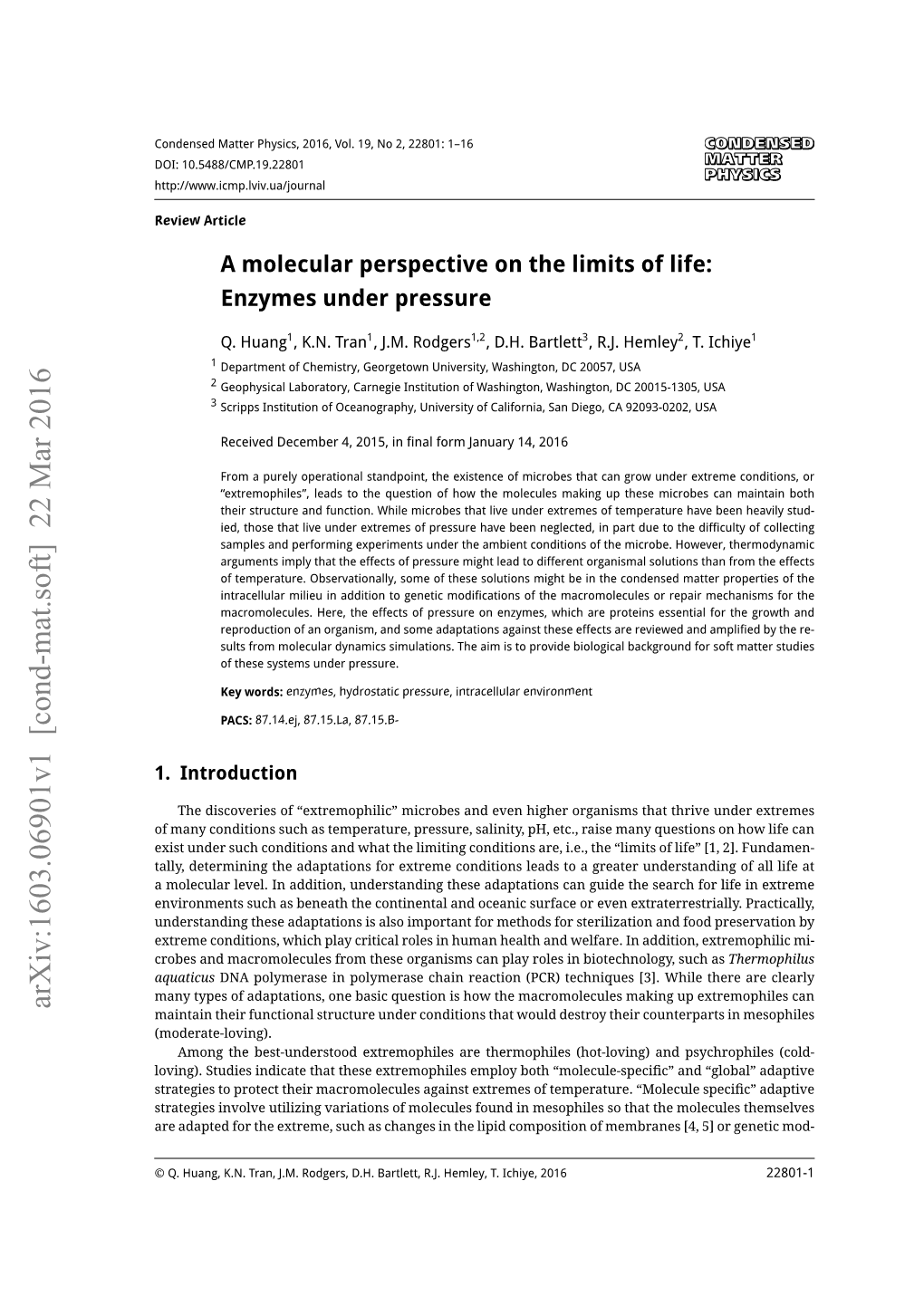 Arxiv:1603.06901V1 [Cond-Mat.Soft] 22 Mar 2016