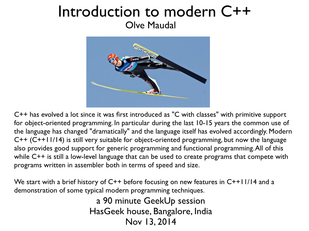 Introduction to Modern C++ Olve Maudal