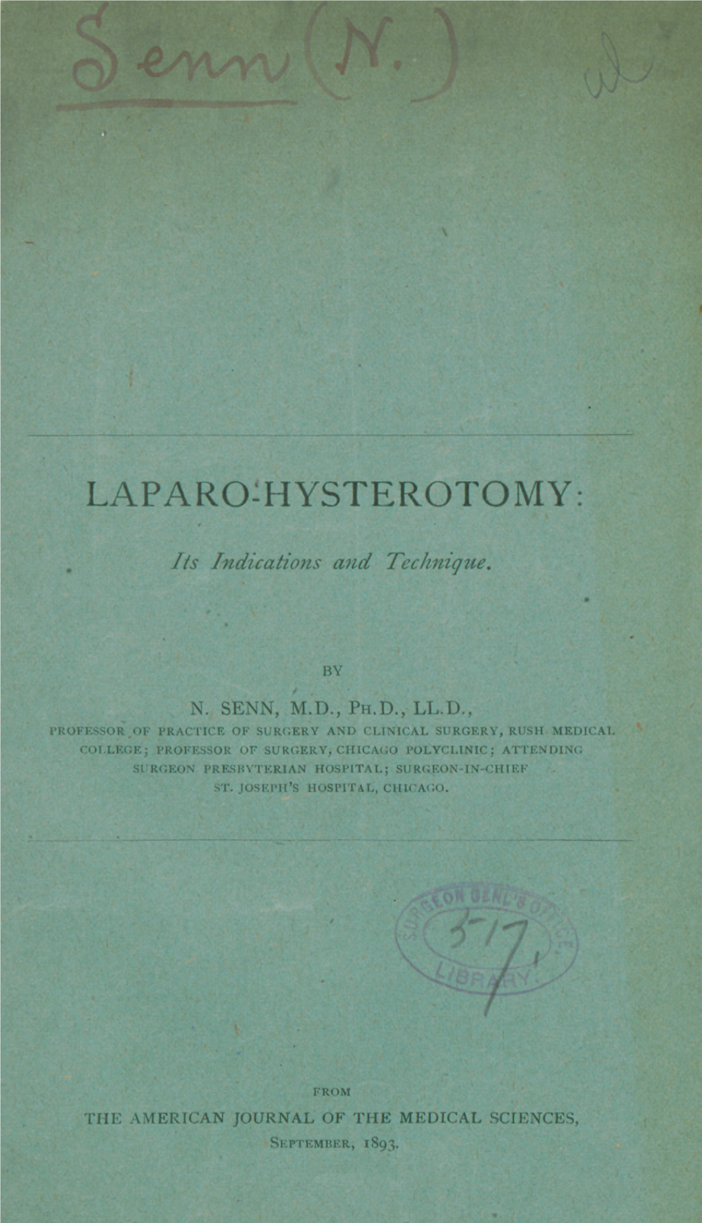 Laparo-Hysterotomy : Its Indications and Technique