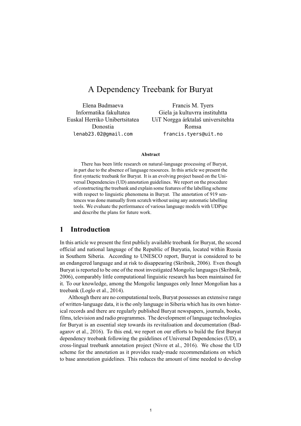 A Dependency Treebank for Buryat