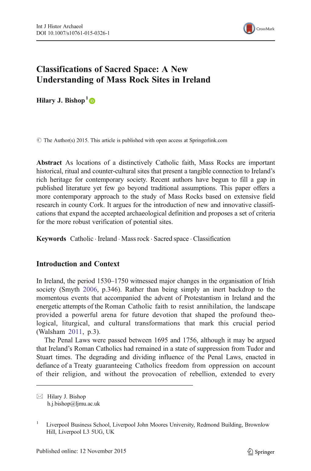 A New Understanding of Mass Rock Sites in Ireland