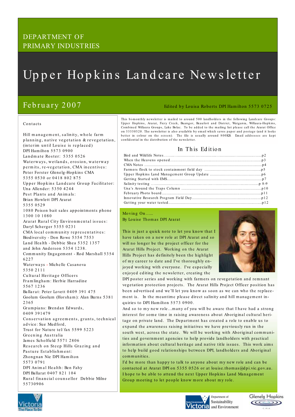 Upper Hopkins Landcare Newsletter