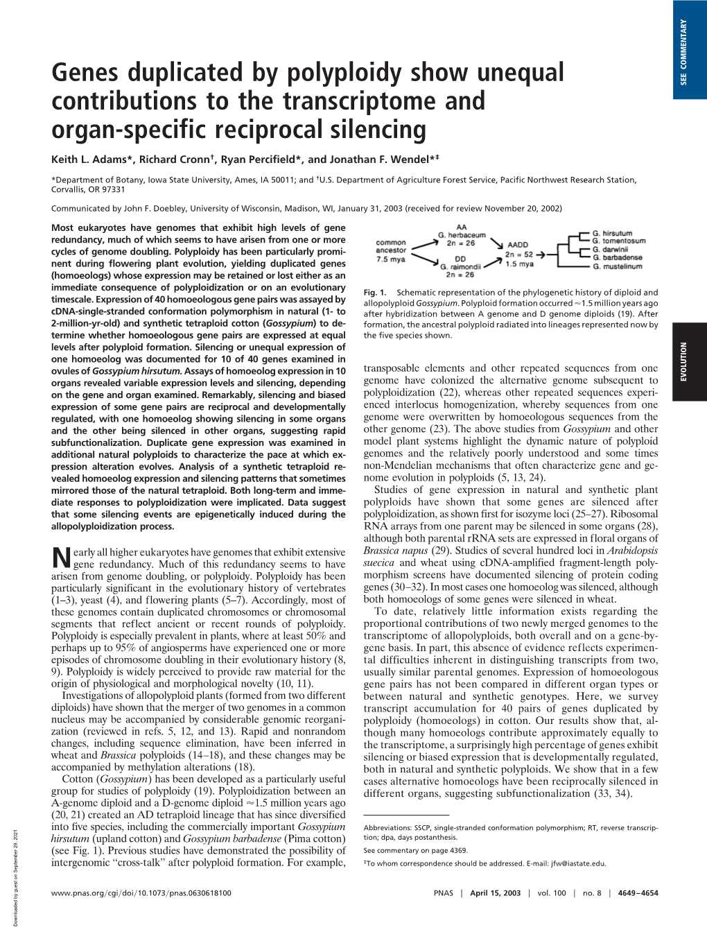 Genes Duplicated by Polyploidy Show Unequal Contributions to the Transcriptome and Organ-Specific Reciprocal Silencing