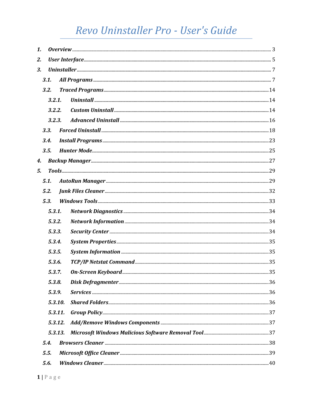 Revo Uninstaller Pro - User's Guide