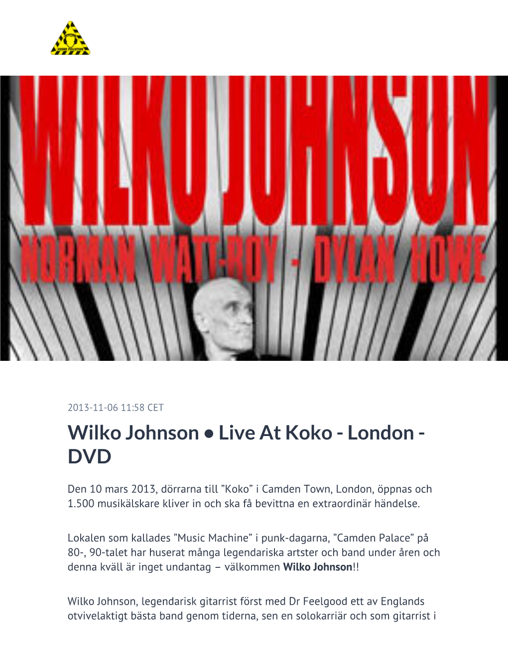 Wilko Johnson • Live at Koko - London - DVD
