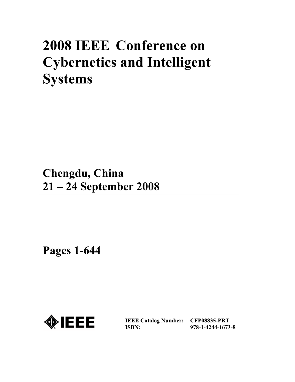 2008 IEEE Conference on Cybernetics and Intelligent Systems