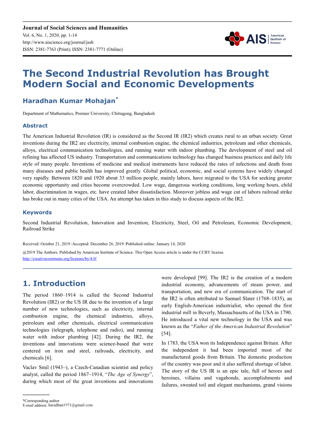 The Second Industrial Revolution Has Brought Modern Social and Economic Developments