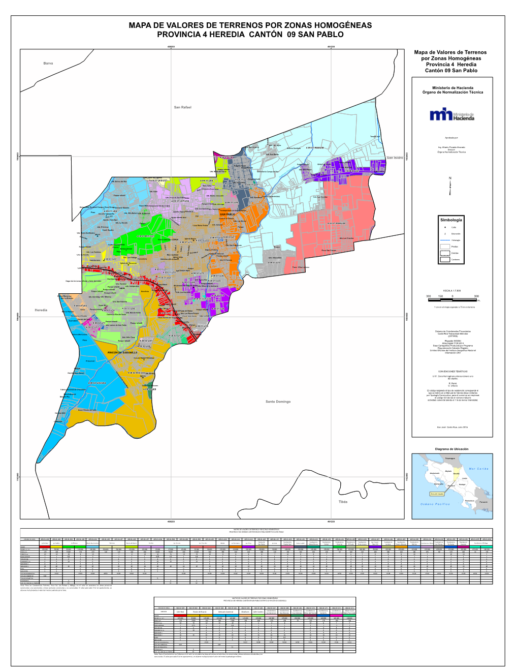 Mapa De Valores De Terrenos Por Zonas Homogéneas Provincia 4 Heredia Cantón 09 San Pablo