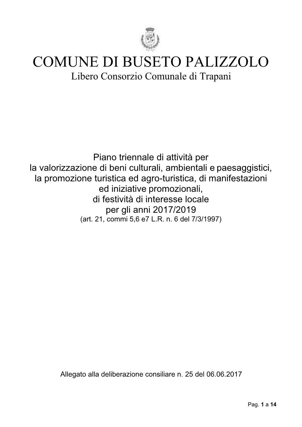 COMUNE DI BUSETO PALIZZOLO Libero Consorzio Comunale Di Trapani