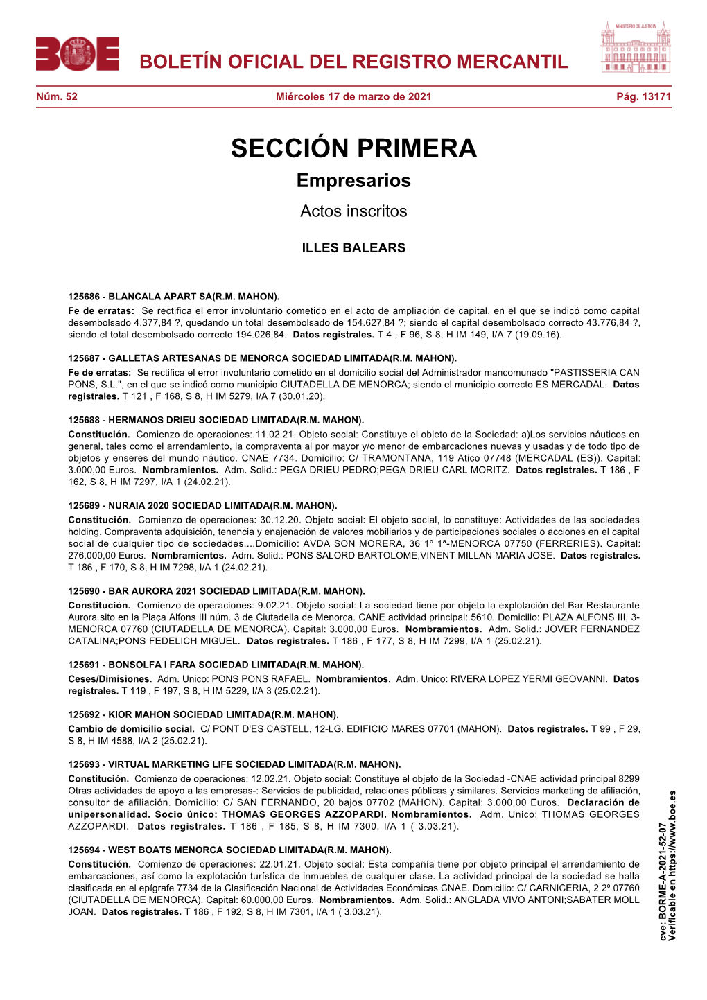 BORME-A-2021-52-07 Verificable En BOLETÍN OFICIAL DEL REGISTRO MERCANTIL