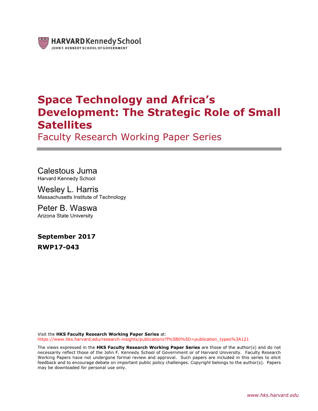 Space Technology and Africa's Development: the Strategic Role Of