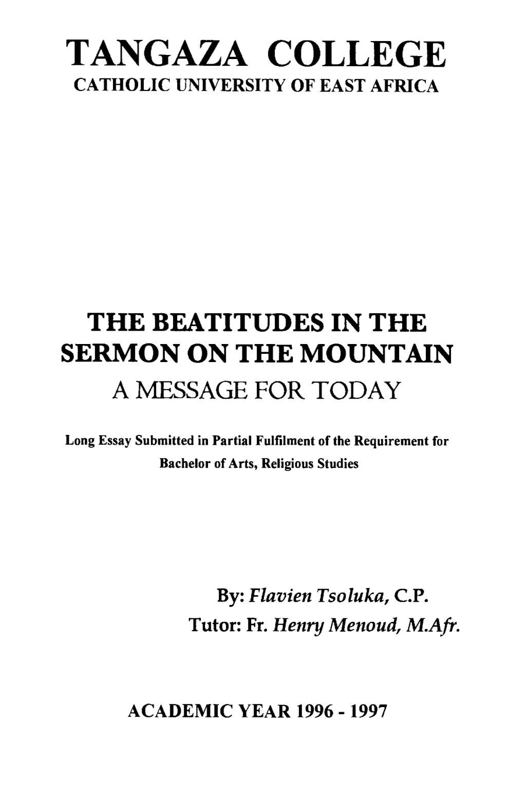 The Beatitudes in the Sermon on the Mountain (590.7Kb)