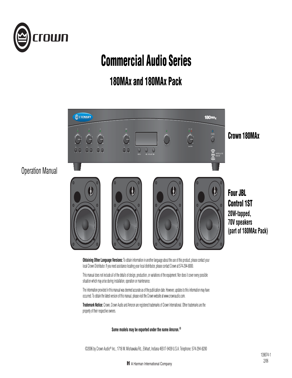 Commercial Audio Series 180Max and 180Max Pack