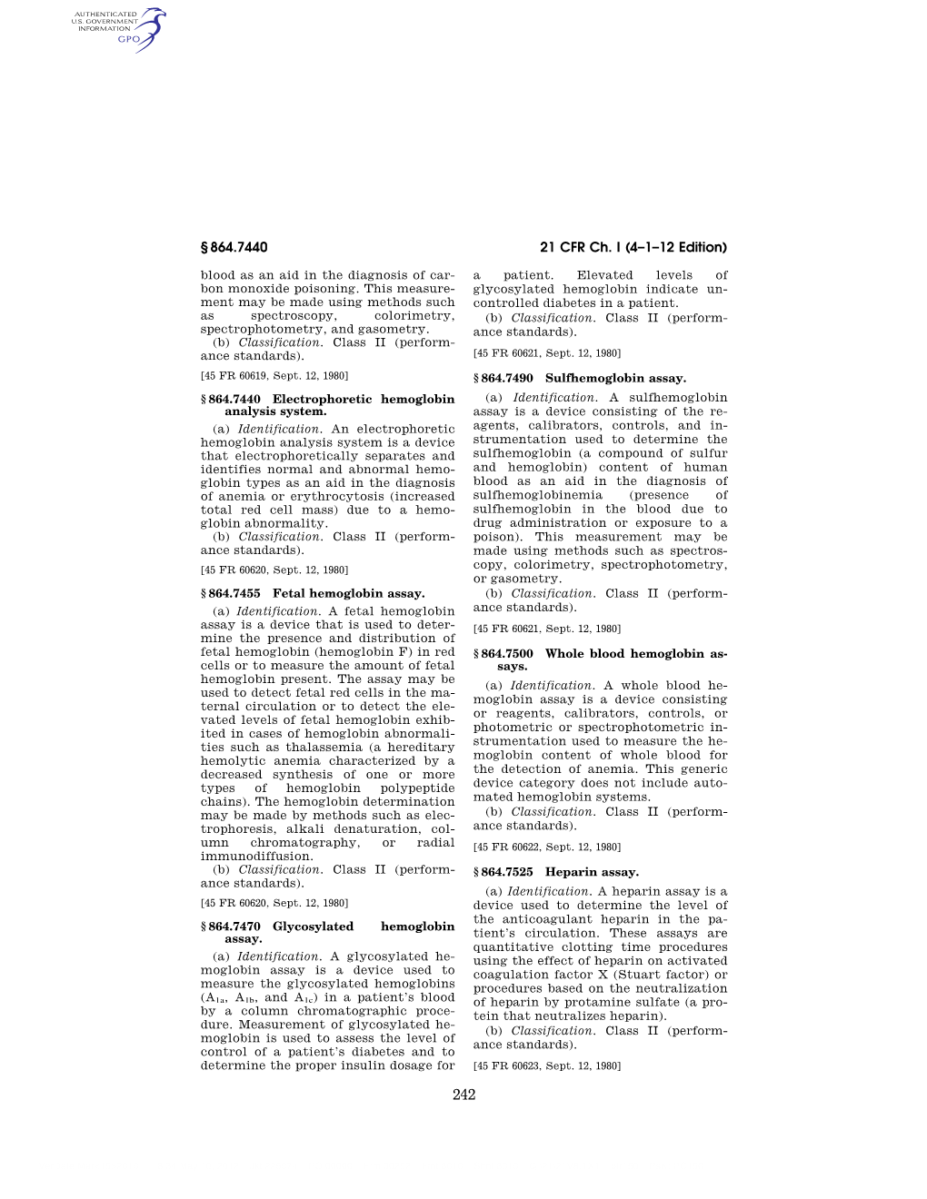 21 CFR Ch. I (4–1–12 Edition) § 864.7440