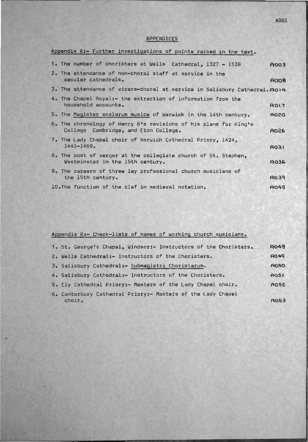 AOOI APPENDICES Appendix A:- Further Investigations of Points