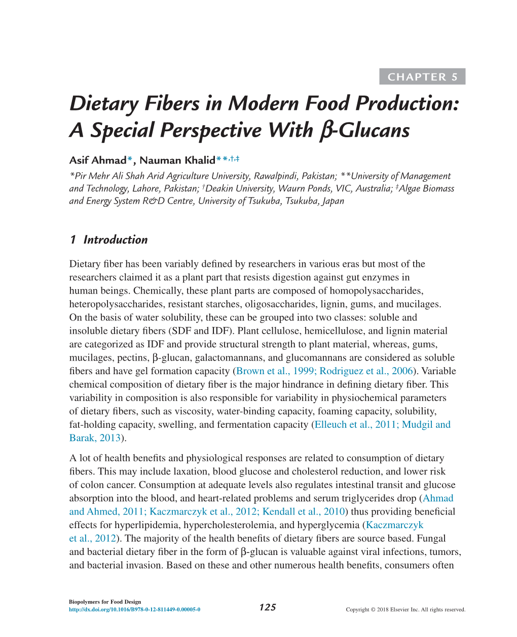 Dietary Fibers in Modern Food Production: a Special Perspective