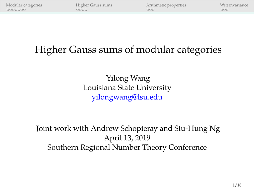 Higher Gauss Sums of Modular Categories