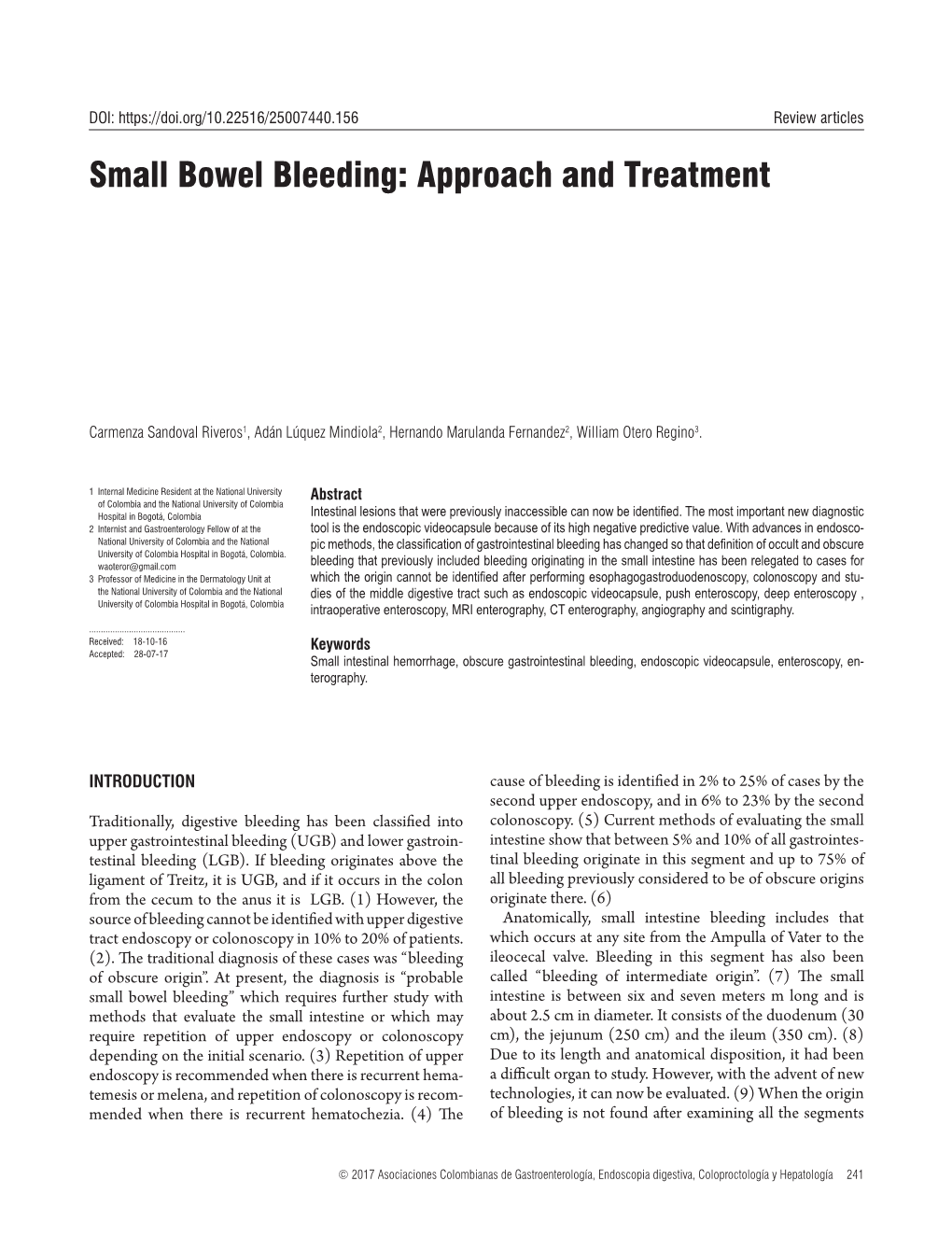 Small Bowel Bleeding: Approach and Treatment