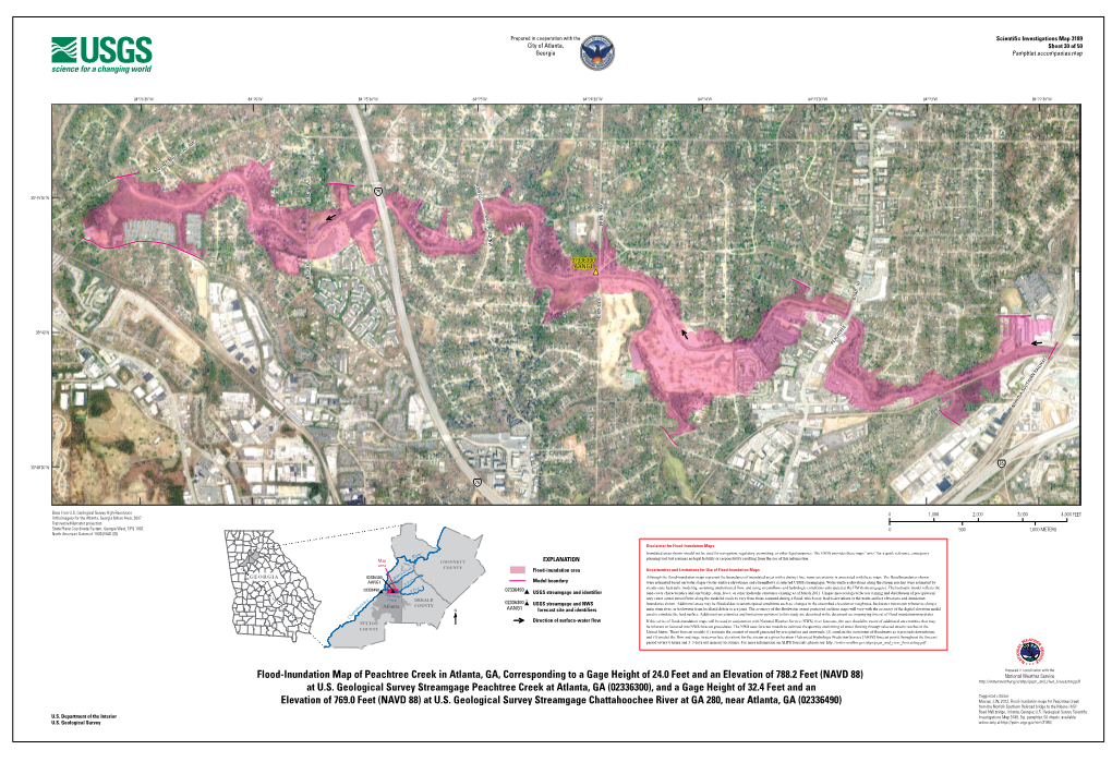 Flood-Inundation Map of Peachtree Creek in Atlanta, GA