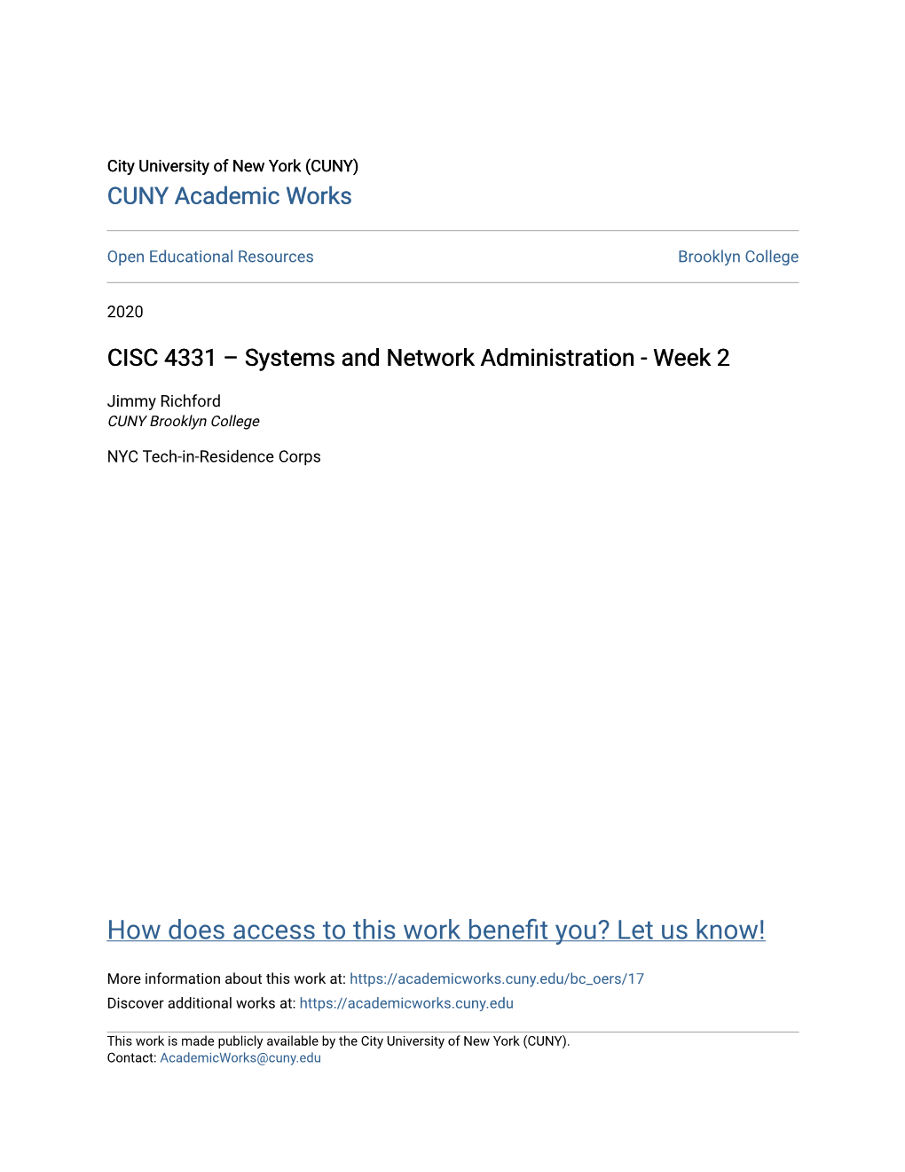 CISC 4331 – Systems and Network Administration - Week 2