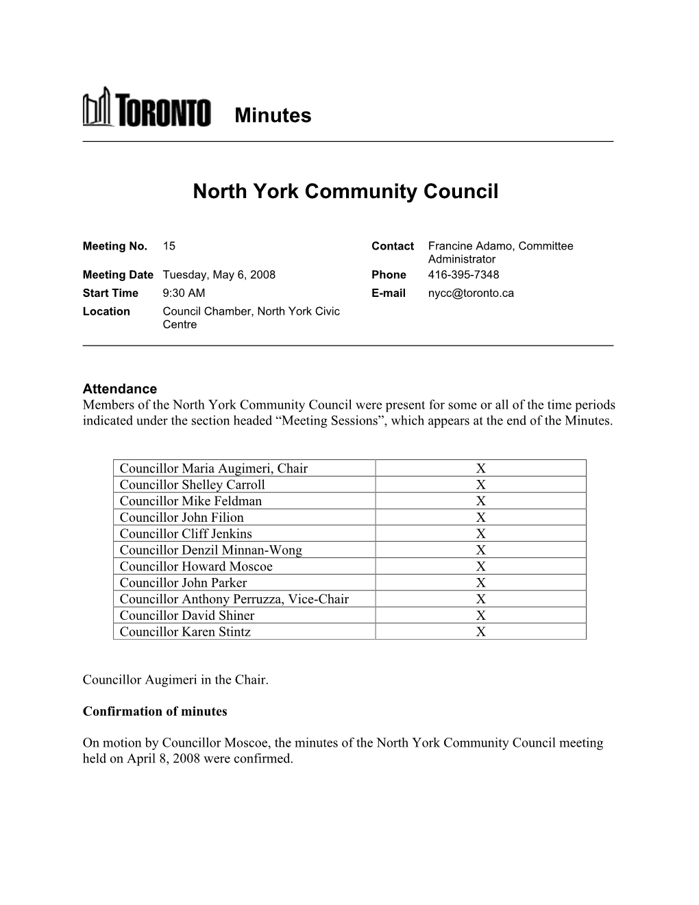 Minutes North York Community Council