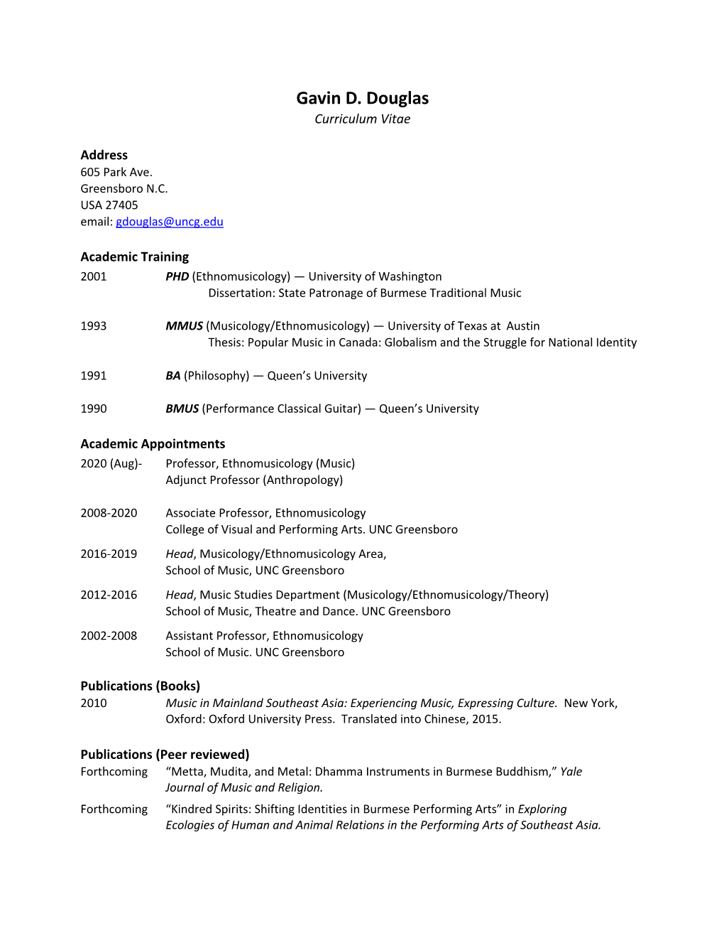 Gavin Douglas CV-Fall 2020 (For Web)