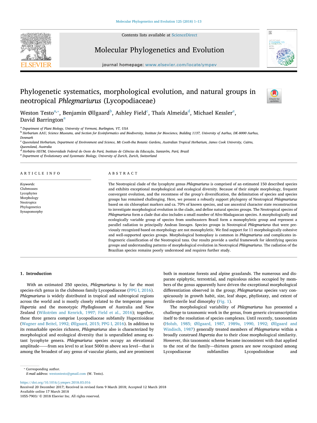 Phylogenetic Systematics, Morphological Evolution, And