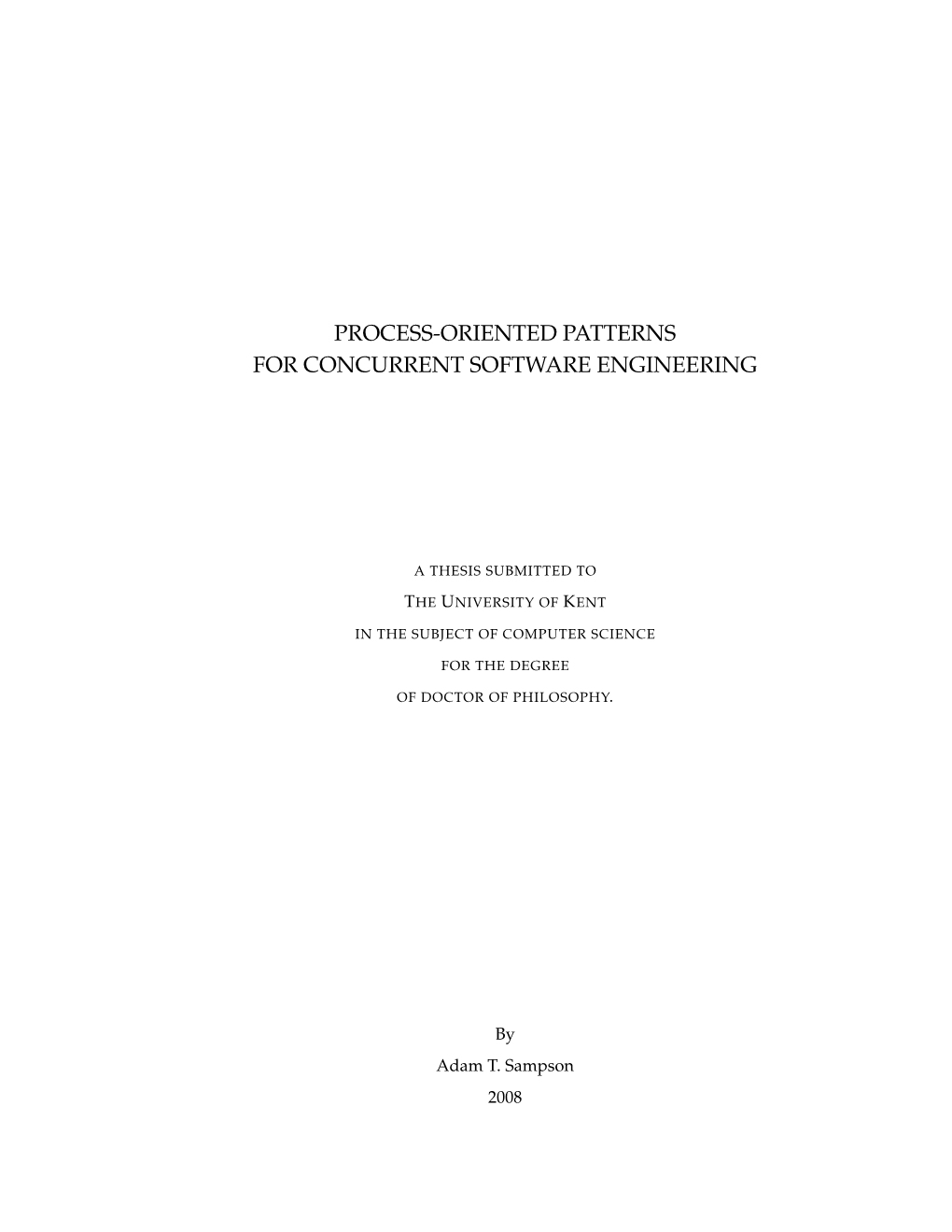 Process-Oriented Patterns for Concurrent Software Engineering