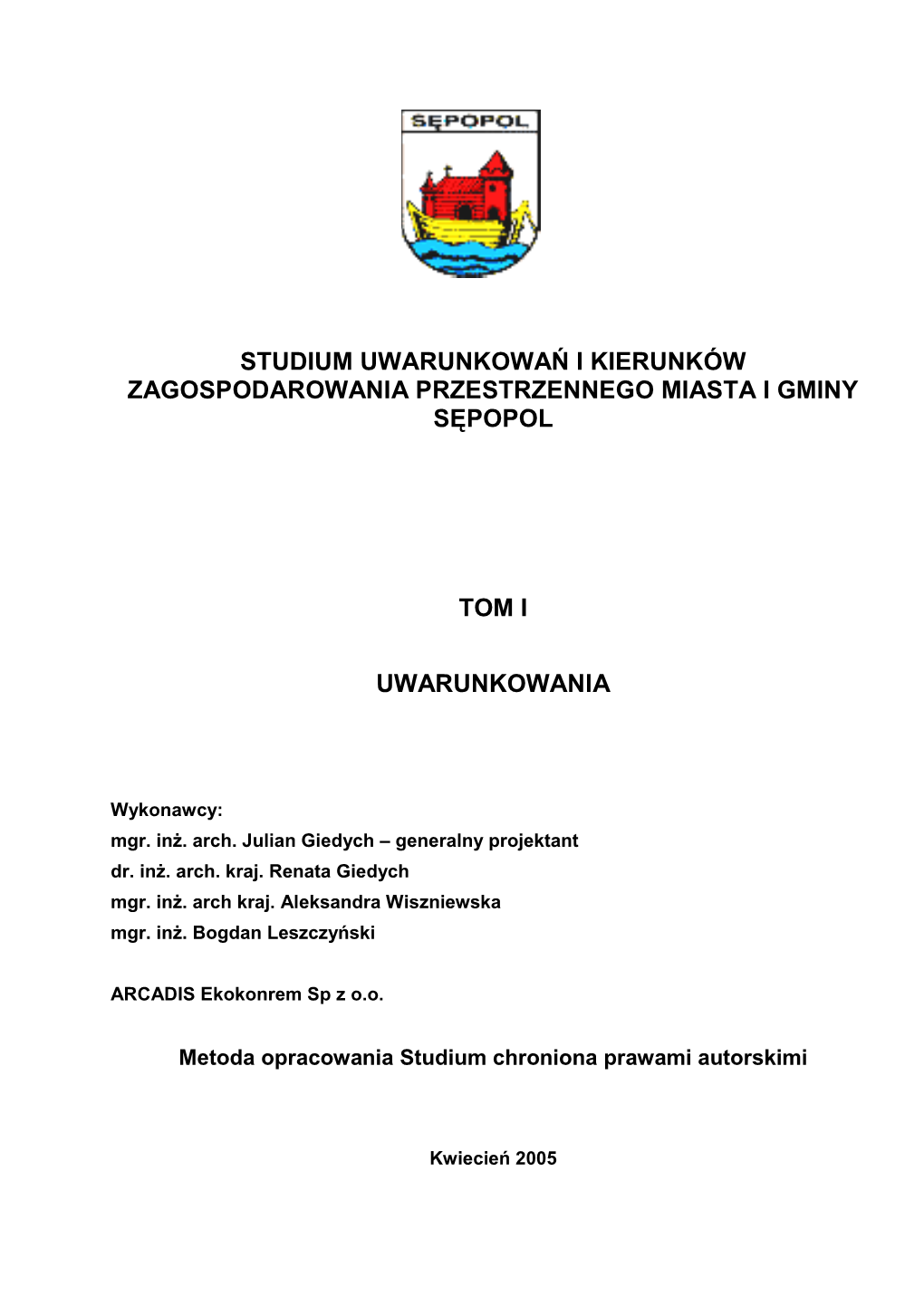 Studium Uwarunkowań I Kierunków Zagospodarowania Przestrzennego Miasta I Gminy Sępopol