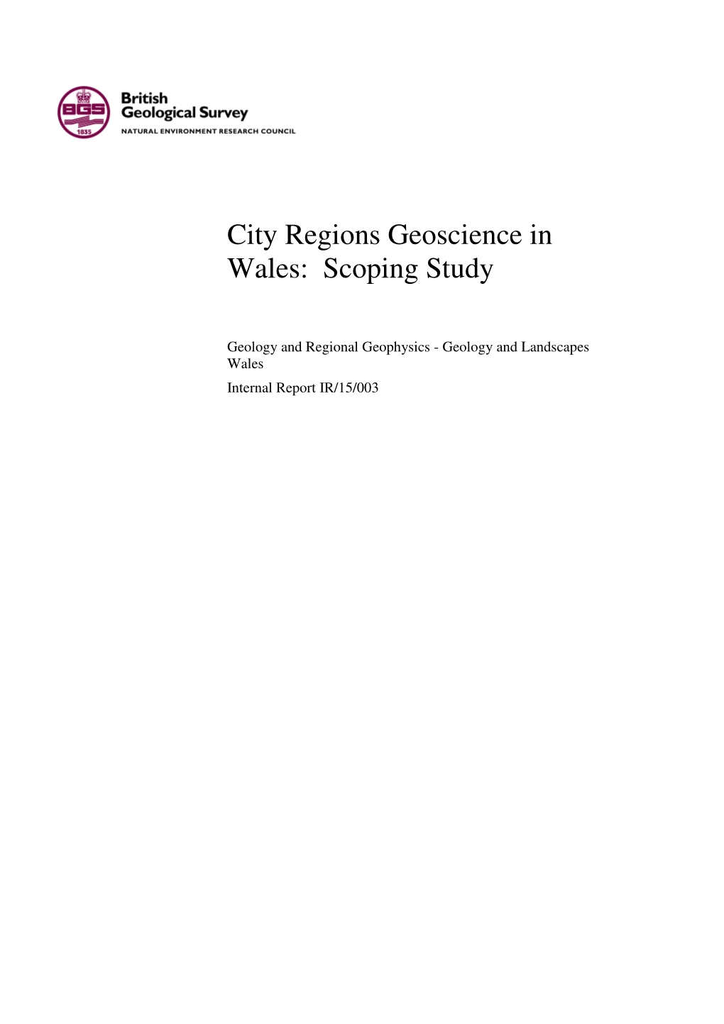 City Regions Geoscience in Wales: Scoping Study