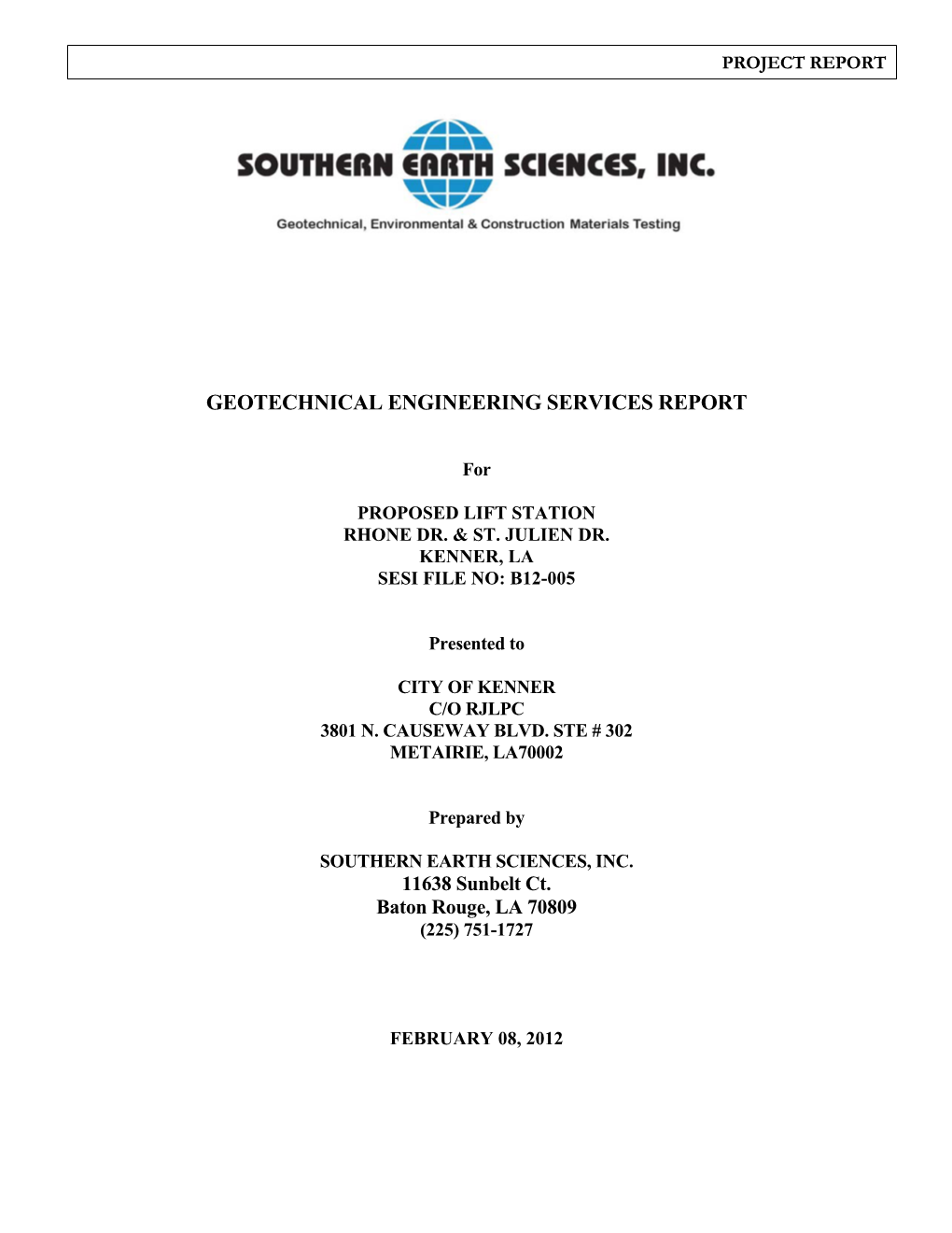 Geotechnical Engineering Services Report